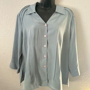 Kathy Che Vintage Women's Shirt Dusty Blue Size M